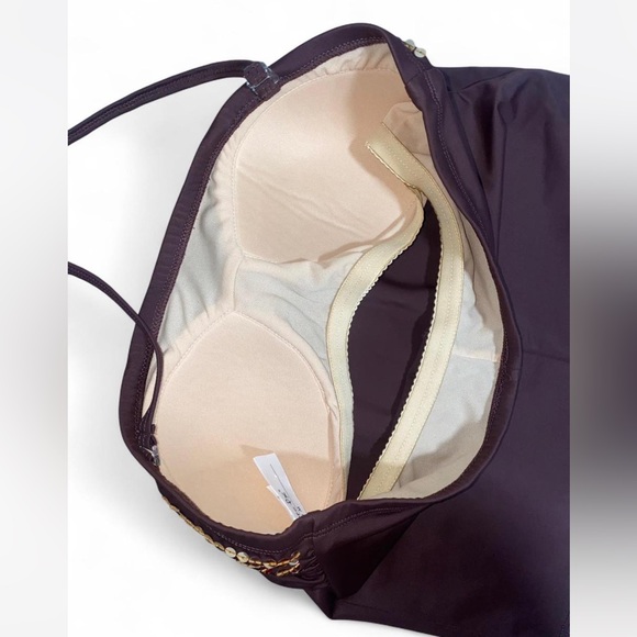 Brown Swim Top With Gold Sequins - Picture 7 of 8